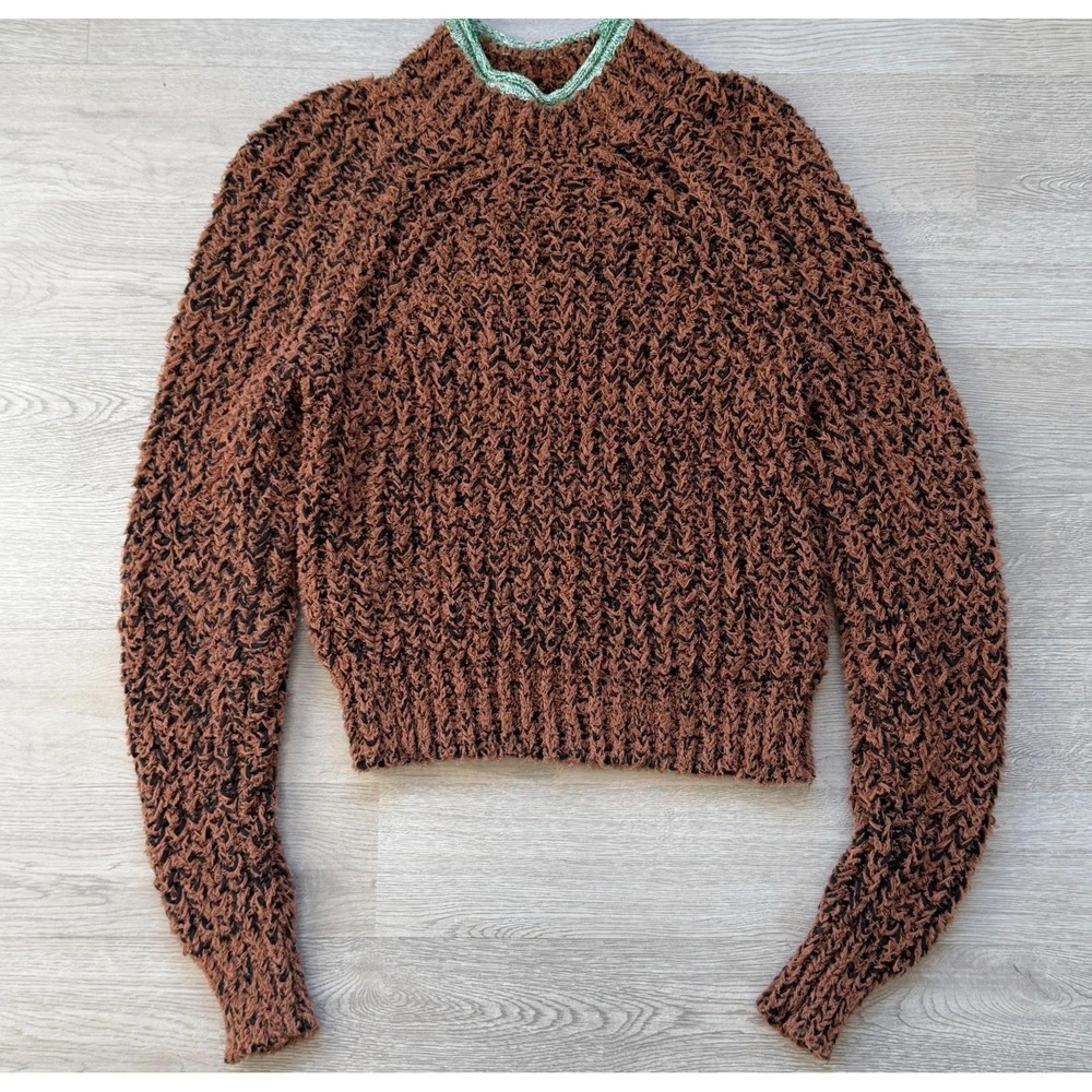 Aritzia Wilfred Confetti Sweater XS Brown Black Cozy Roll Neck Chunky Boho